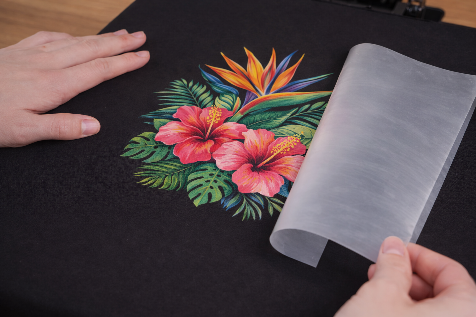 Completed DTF transfer application