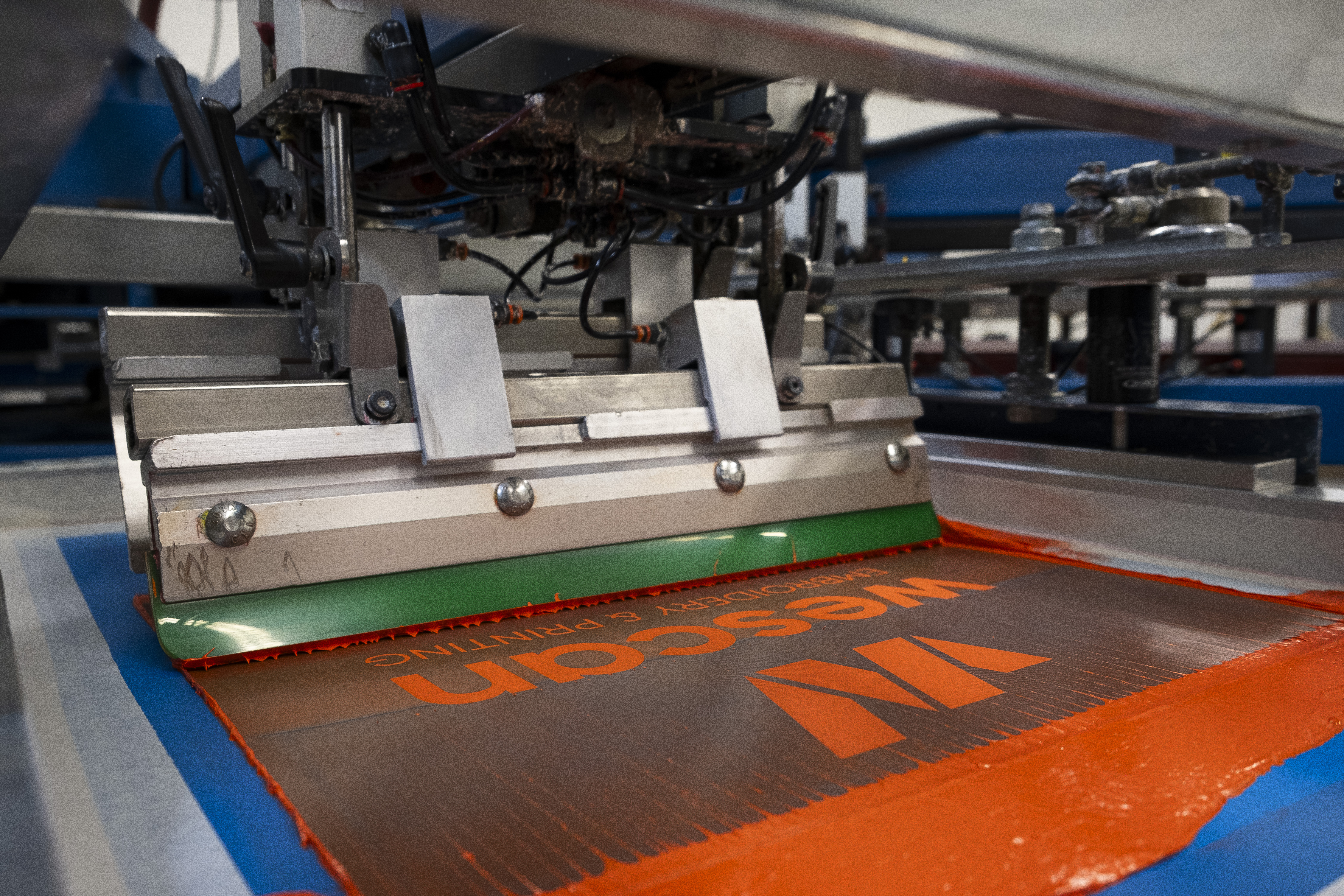 Screen with ink after the squeegee stroke
